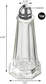 New Star Foodservice 22407 Glass Tower Salt and Pepper Shaker with Stainless Steel Top, 1-Ounce, Set of 12