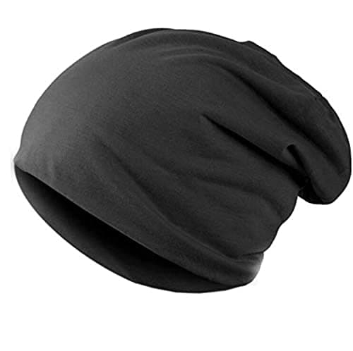 Men's Cotton Beanie and Bobble Hat (Black)