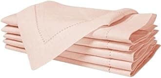Bedding Craft Linen Napkins Set of 4 Rose Water -100% Linen Size 18"x18" with Retail Gifting Package,Wedding, Dinner Napkins, Fabric, Machine Washable Dinner Hemstitched