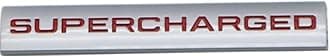 2pcs Metal Supercharged Emblem Car Logo Premium Auto Badge Rear Trunk Sticker Side Fender Decal (Chrome&red)