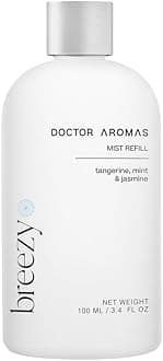 Doctor Aromas Oil Diffuser Essential Oil Blend Refill – Premium Aromatherapy & Home Fragrance, Scent of Tangerine, Mint & Jasmine, 3.4 fl oz (100 ml) (Breezy)