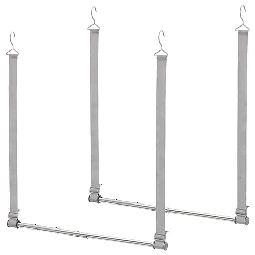 STORAGE MANIAC Hanging Closet Rod, Adjustable Width and Height Closet Hanging Organizer, Space-Saving Clothes Hanging Bar, Closet Extender Hanging Rod Double Closet Hanging Rod, 2 Pack Webbing