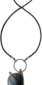 La LOOP Leather 577BL with loop 30mm in Diameter | Swivel Hinge Technology for 360-Degree EyeglassAccess | Unisex Eyeglass Holder Made with Durable Leather Cord, Antique Silver Finish Loop