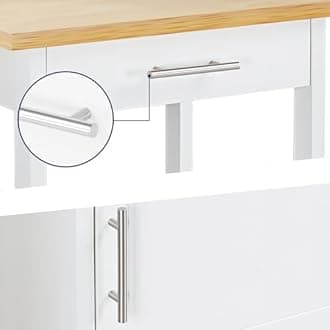 SUNLEI Rolling Kitchen Island with Single Door Cabinet, Kitchen Cart on Swivel Wheels, Coffee Cart Microwave Stand for Dining Room, White