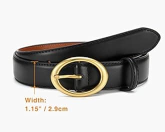 Womens Belt - CR Leather Belt Women Casual for Jeans Pants Dress - Belts with Gold Buckle for Women Fashion