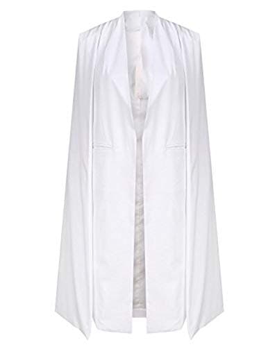 IRISIE Women HalloweenStructured Lapel Split Trench Longline Cape Blazer (X-Large, White)