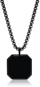 Fashion Frill Men's Jewellery Black Silver Chain For Men Boys Geometric Stainless Steel Black Silver Locket Pendant Necklace Chain For Men Boys For Husband Gift Chains