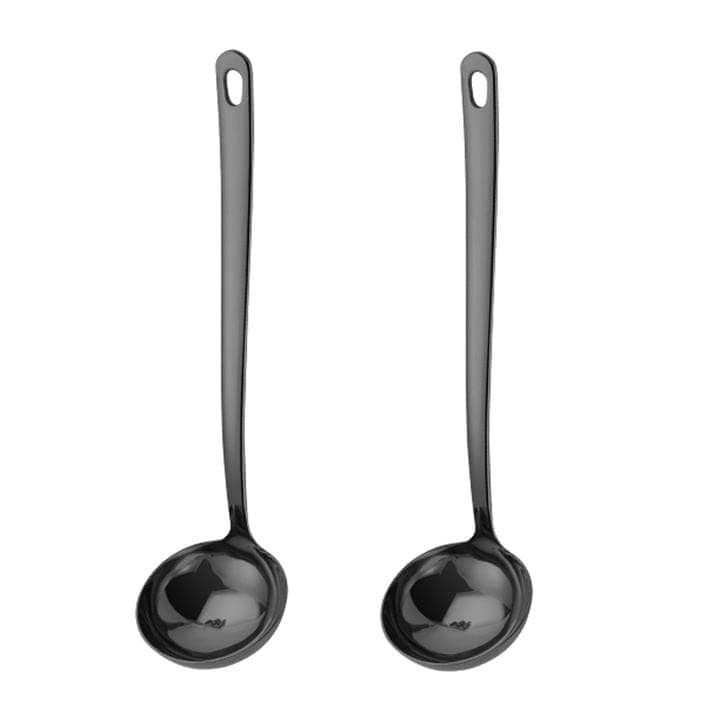 Soup Ladle 2-Pack 2.9 Inches Large Bowl 304 Stainless Steel Spoon Kitchen Server - Black