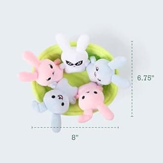 WHAT DO YOU MEME? Emotional Support Bunnies by Relatable, Cuddly Stuffed Animals and Toys, Squishy Toys and Plushies, Great Ideas for Loved Ones of All Ages, Includes 5 Plushies with Carrying Basket