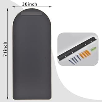 Easly 71''x30'' Large Arched Full Length Mirror, Floor Standing Stylish Full Body Mirror with Rounded Corners for Home Decor, Aluminum Alloy Frame Hanging Mirror for Wall, Gold