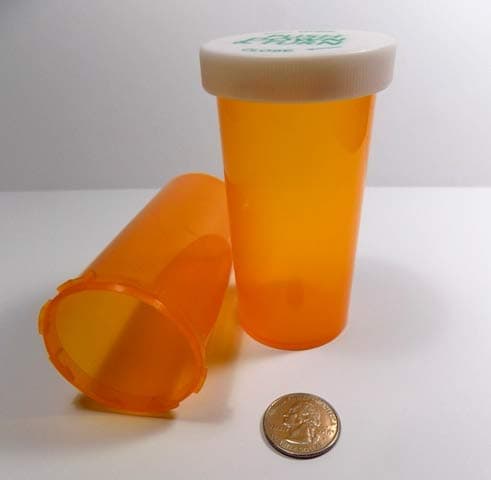 Plastic Prescription Vials/Bottles 50 Pack w/Caps Larger 16 Dram Size-New
