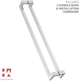 Modern Contemporary Long Stainless Steel Push Pull Door Handle for Home Entrance Glass Shower Wooden Barn & Office Store Shop Doors - Brushed Satin Nickel - 36 Inch