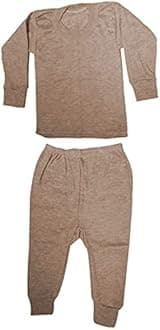 Unisex Kids Winter Wear Fleece Front Open Thermal Innerwear Top & Full Pant Woolen Warmer Combo Set for Girls Boys, Kids Unisex Body Warmer Thermal (Set of 3)