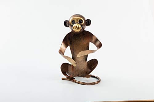 Asian Home Monkey Wine Bottle Holder Desktop Wine Rack Freestanding Countertop Bottle Holder for Wine Storage, Metal, Copper Colored