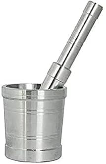 Manual Garlic and Spice Grinder, Mortar and Pestle Set with Crushing Bowl, Stainless Steel and Aluminium