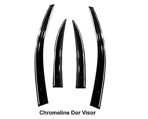 Premium Chromeline & Silverline Unbreakable Car Rear Window Wind Deflectors & Side Door Visor Rain Guard Compatible with (Mahindra XUV 400 (2023 Onwards))