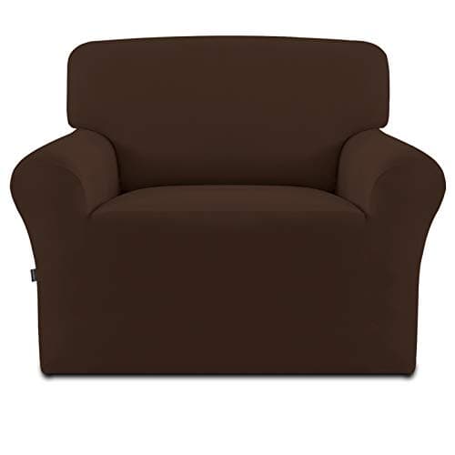 Easy-Going Fleece Stretch Sofa Slipcover Spandex Non-Slip Soft Couch Sofa Cover, Washable Furniture Protector with Anti-Skid Foam and Elastic Bottom for Kids, Pets(Chair, Coffee)