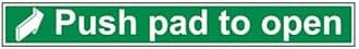 Push pad to Open. Sign Sticker, Waterproof Sticker Sign
