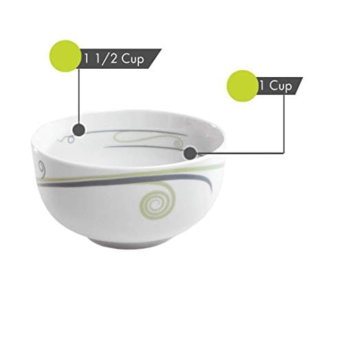 Livliga Vivente 4-PC Portion Control Dinnerware Set Grey/Green, Porcelain, Individual Place Setting