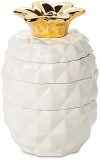 VOTUM Set of 4 Decorative Pineapple Shaped Stackable Ceramic Kitchen Measuring Cups in 4 Assorted Sizes