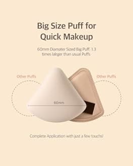 Pang Pang Triangle Makeup Powder Puff 1 Pc | Latex Big Makeup Sponge for Foundation | Fluffy Cushion Puff with Narrow Tip | Korean Makeup Puff for Foundation and Powder | 2.2In Diamater