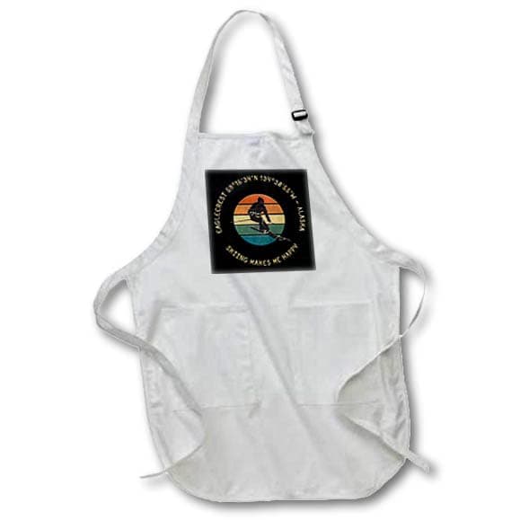 3dRose Eaglecrest, Alaska. Man skier. Yellow, black. Alpine skiing chic gift - Aprons (apr-374852)