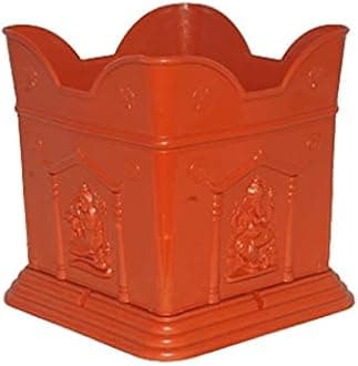 Green Live 10 Inches Plastic Brindavan Tulsi Pot, Size - 23x23x25 (Brown) Pack of 1