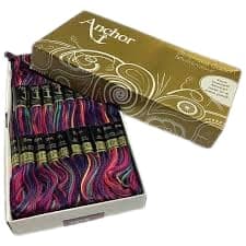 - Anchor Cross Stich/Long Stich Embroidery Cotton Threads,Pack of 25, 8 Mt Each Skeins (Multicolour Shade No. 1375)