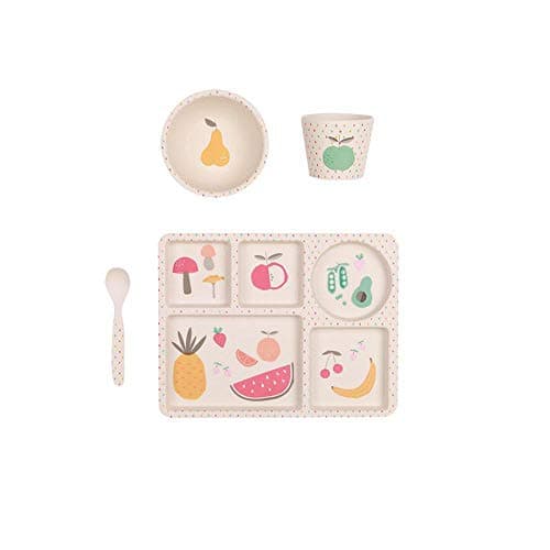 Love Mae Bamboo Set - Eat Your Greens, Natural/Multi (5-Piece)