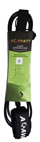 Acavati - Surfboard Leash - 7mm Thickness – Black Color- Competition Series with Double Stainless Steel Anti Tangle Swivel System – New Surfing Leash - Heavy Duty Strap System