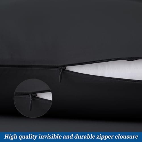 King Size Pillow Protector Set of 2, 100% Egyptian Cotton Pillow Cases with Zipper 400 Thread Count Sateen Weave Cotton Black Pillow Protector Queen King Pillow Covers for Home/Hotel