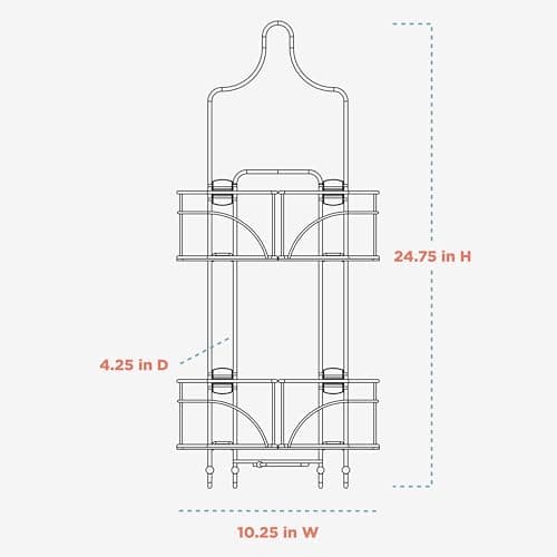 Zenna Home With Baskets That Slide Out to accommodate Hose, Versatile Storage Solution for Your Bath Area. Rust-Resistant Expandable Over-The-Shower Caddy, Bronze