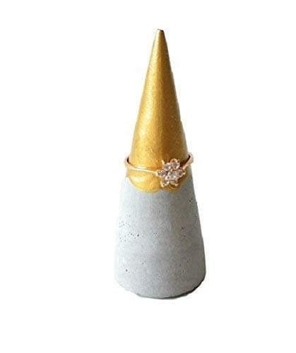 Concrete Ring Cone With Gold Paint Tip for Jewelry Storage and Organization