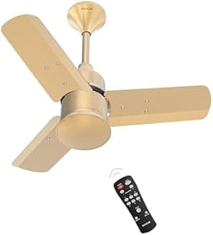 Polycab Silencio Mini 600mm 5-Star BLDC, Remote Ceiling fan for home | 55% Energy Saving, 100% Copper, High Speed, 25 Speed Setting, Reversable & Timer | 4-yr Warranty【Birkin Gold】