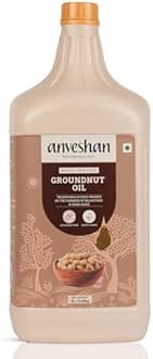 Anveshan Wood Cold Pressed Groundnut Peanuts Oil 5 Litre | Plastic Can | Kolhu/Kacchi Ghani/Chekku/Ganuga | Peanut Oil | Natural | Chemical-Free | Cold Pressed Groundnut Oil for Cooking
