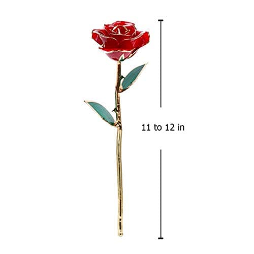 DuraRose® Authentic Rose with Stand and Love Card, Everlasting Real Rose Stem Dipped in 24k Gold - Best Gift for Loves Ones. Ideal for Valentine's Day, Mother's Day, Anniversary, Birthday (Red)