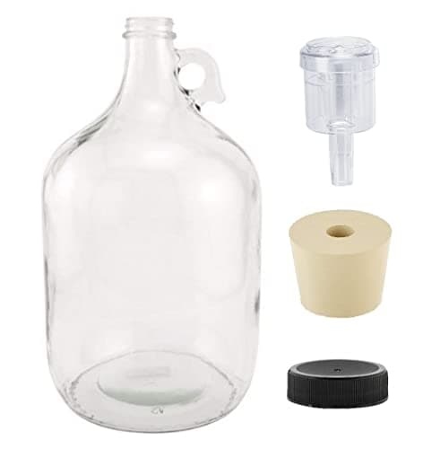 North Mountain Supply 1 Gallon Glass Fermenting Jug with Handle, 6.5 Rubber Stopper & Five Star - Star San - 16 Ounce - Brew Sanitizer High Foaming Acid