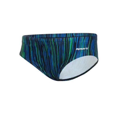 Sporti Boy's Swim Briefs - Printed Pattern, Chlorine Resistant, Quick Dry, UPF 50+ Adjustable Drawstring for Comfortable Fit