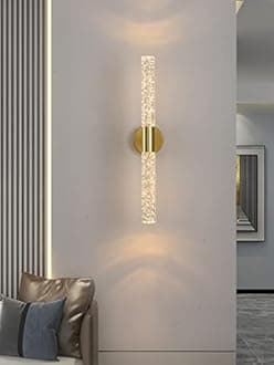 LED Wall Sconce Crystal with Bubble Glass Wall Lamps Modern Indoor Crystal Wall Light for Living Room Patio Wall Light Fixture for Living Room Mirror Bathroom Entryway Bedr(Size:warm light,Color:Gold)