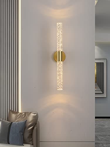 LED Wall Sconce Crystal with Bubble Glass Wall Lamps Modern Indoor Crystal Wall Light for Living Room Patio Wall Light Fixture for Living Room Mirror Bathroom Entryway Bedr(Size:warm light,Color:Gold)