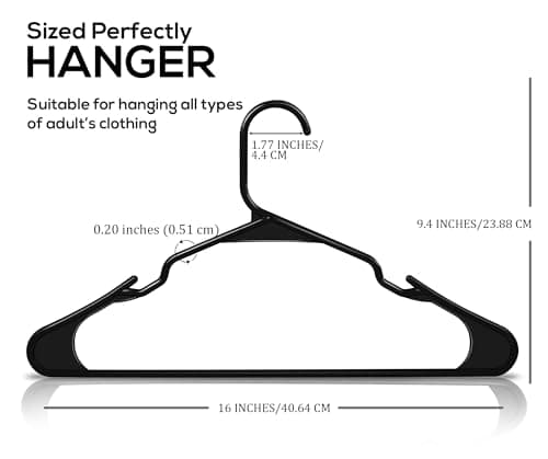 Utopia Home Plastic Hangers - Pack of 50 - Durable and Slim - Black