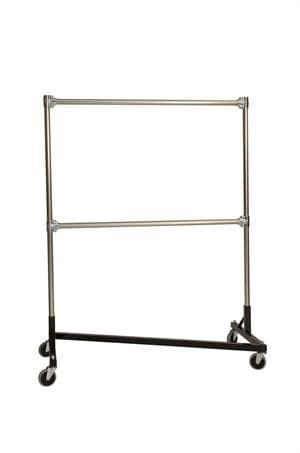 Quality Fabricators 48 in. Double Rail Heavy Duty Z-Rack Garment Rack in Black