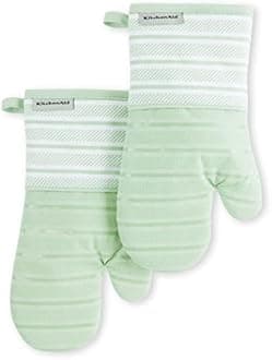 KitchenAid Albany Oven Mitt 2-Pack Set, Pistachio, 7"x13"