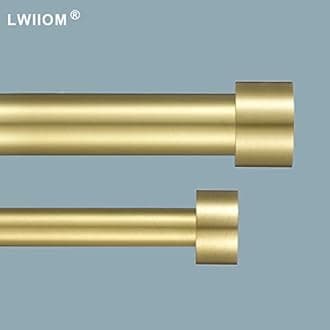 Lwiiom Brass Double Curtain Rods 72 to 144 Inches (6-12 Feet),1-Inches Front and 5/8 Inches Back Adjustable End Cap Double Window Drapery Rod for Drapes and Curtains
