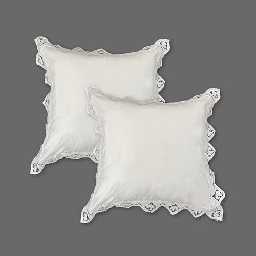 MODERN HEIRLOOM Embroidered and LACE 2-PC Pillow Decorative Pillow Set, 18 inches, Ophelia White 18" 2 Count