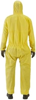 Ansell AlphaTec 2300 Model 132, Disposable Work Overall with Hood, Chemical Protection Type 3/4/5, Waterproof Coverall Suit, Industrial Safety Workwear, Men Women, Yellow