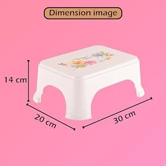 Kuber Industries Pack of 6 Bath Stool for Bathroom | Plastic Stools for Sitting | Bathroom Stool for Bathing | Flower Print Square Stool | White