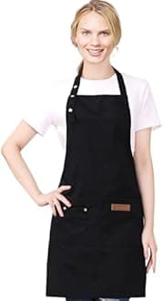 Kitchen Cooking Apron for Women Men with Big Pockets Canvas Waterproof Aprons for Server Pottery Artist Chef Apron