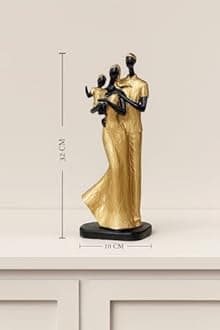 - Stylish Golden Black Resin Couple Statue with Child for Home Decor (Pack of 1, Black & Golden)