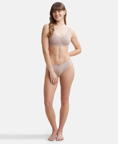 Jockey FE41 Women's Everyday Bra | Wirefree | Non Padded | Full Coverage | Concealed Shaper Panel | Super Combed Cotton Elastane Fabric